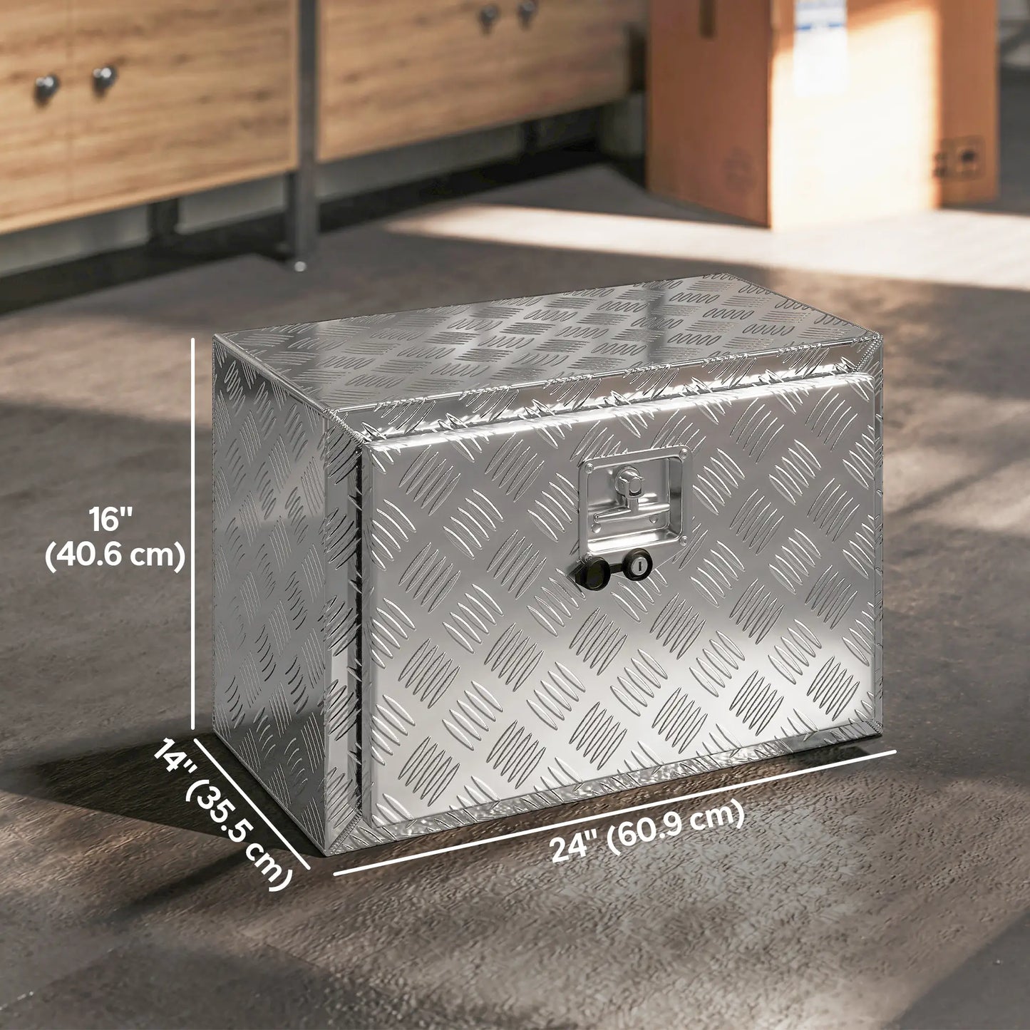 24 Inch Heavy Duty Aluminum Truck Bed Tool Box, Storage Chest With Lock Tool Organizers at Gallery Canada