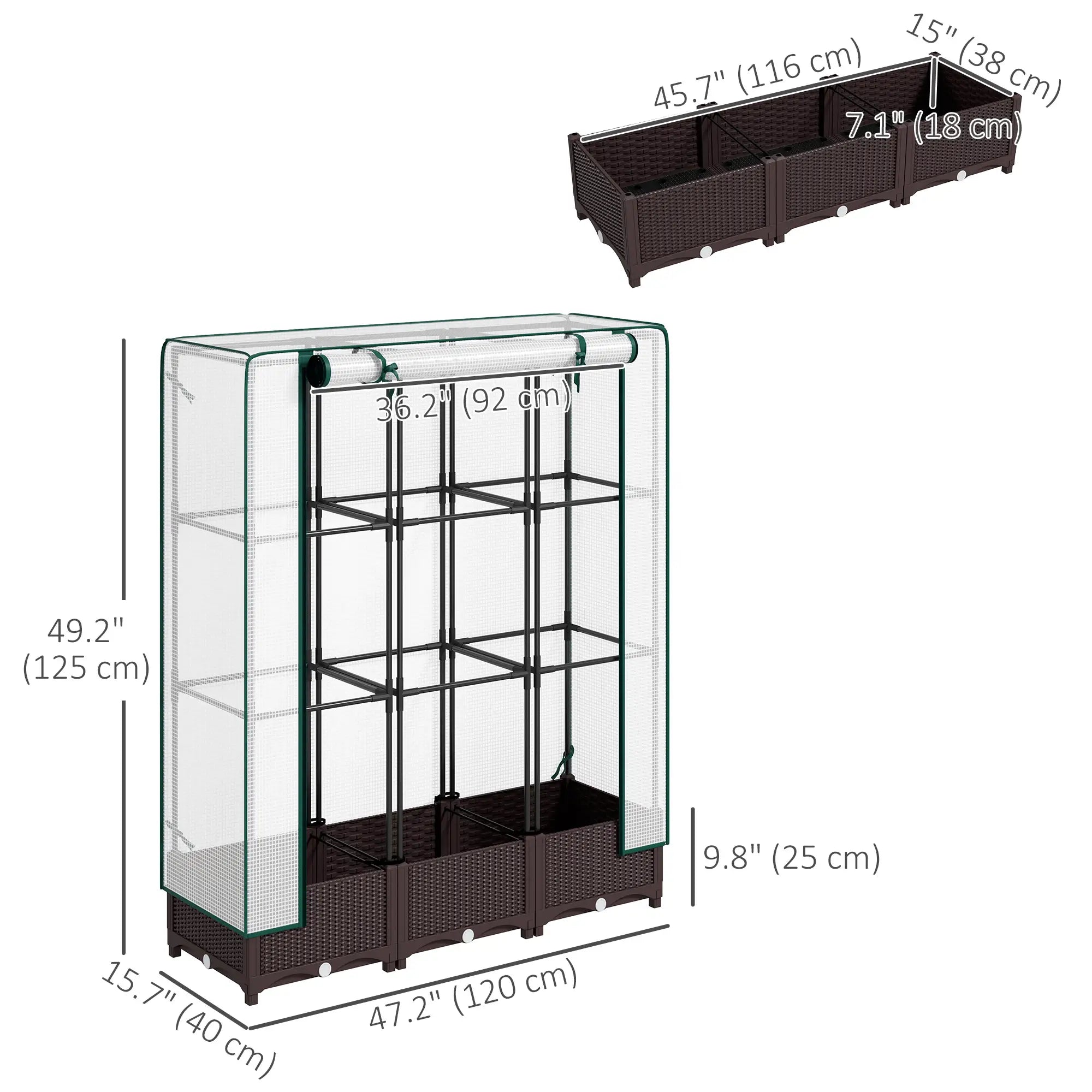 Raised Garden Bed Kit with Trellis, PE Cover, Zipper Door, 47 x 16 x 50 Inch Raised Garden Beds at Gallery Canada