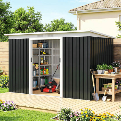 9x4 Outdoor Storage Shed, Galvanized Steel, Dark Grey Sheds at Gallery Canada