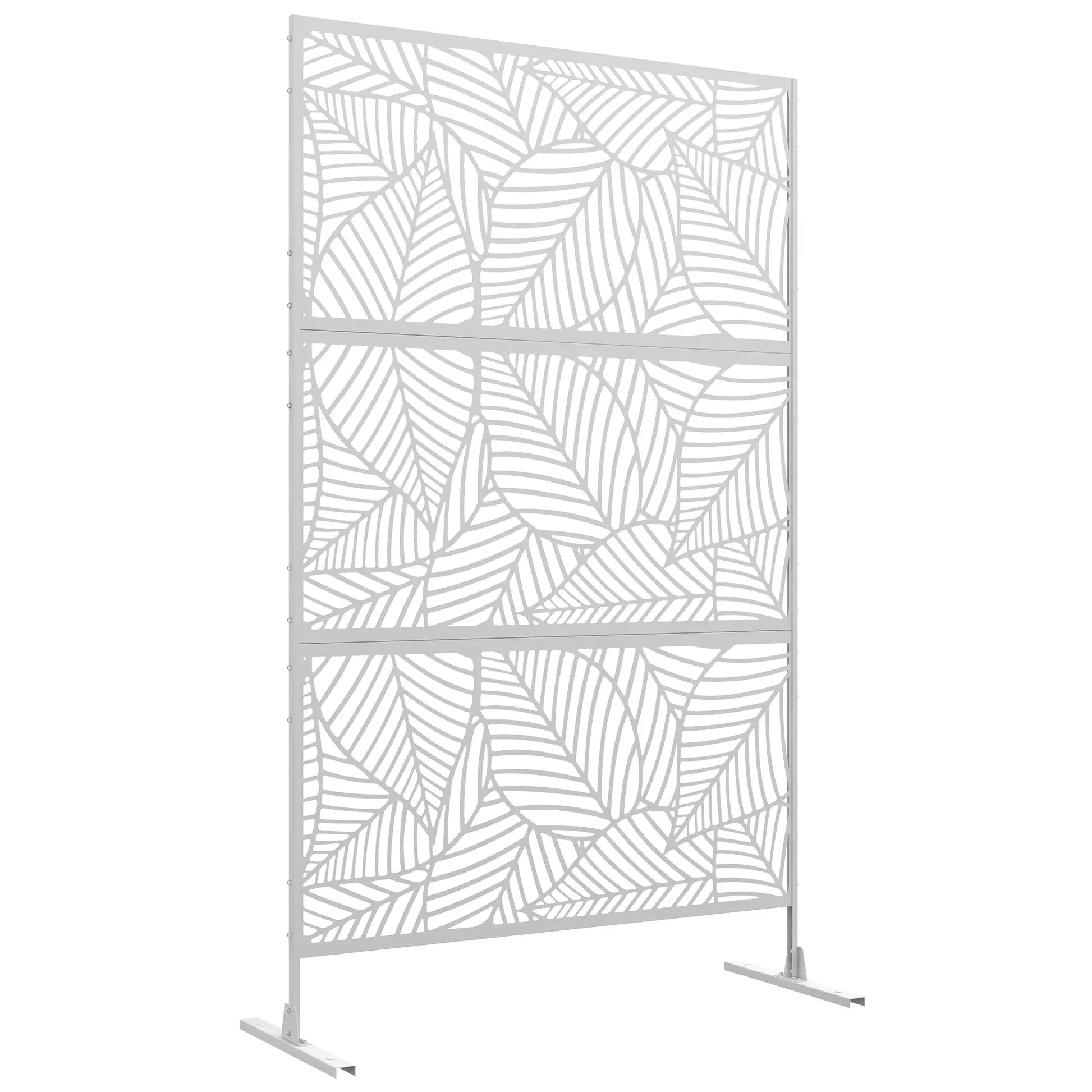 6.5FT Metal Privacy Screen, Large Leaf Style, White Side Awnings at Gallery Canada