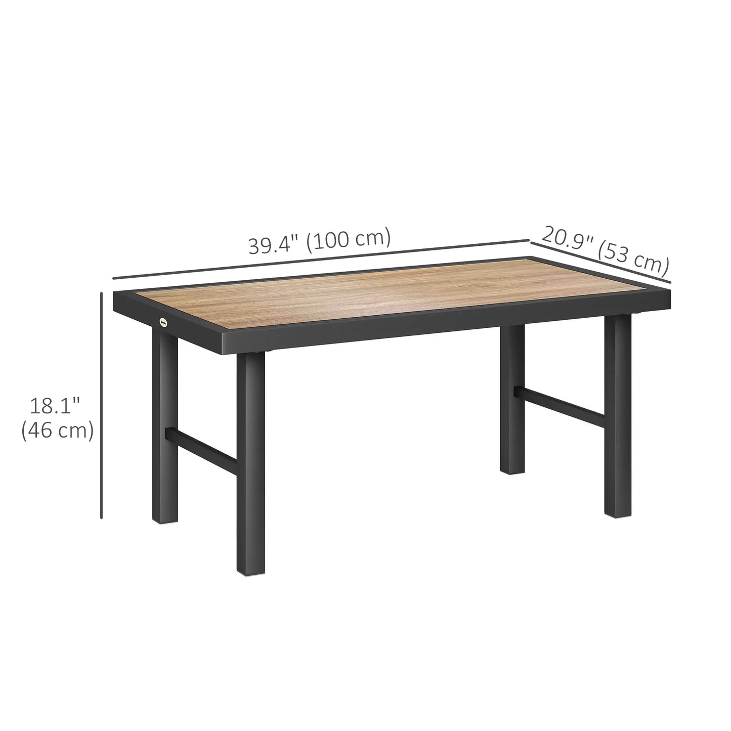 Outdoor Side Table, SPC Woodgrain Tabletop, Metal Patio Coffee Table, Brown Patio Side Tables at Gallery Canada