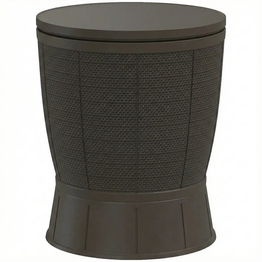 11 Gallon Patio Cooler Side Table, Height Adjustable Top, Drainage Plug, Brown Patio Side Tables Brown at Gallery Canada
