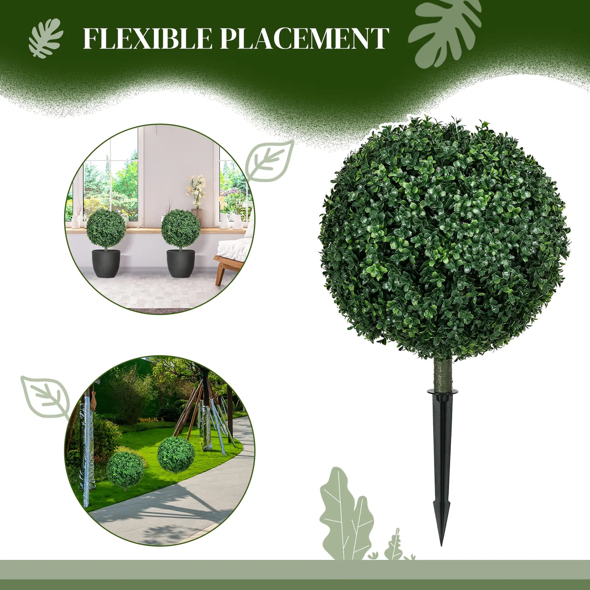 Artificial Boxwood Trees, Set of 2 Ball Topiary, UV Resistant Artificial Trees at Gallery Canada