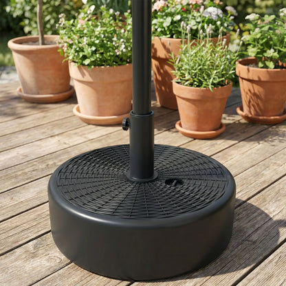 Patio Umbrella Base With Handle, 1.5" And 1.9" Poles, Black