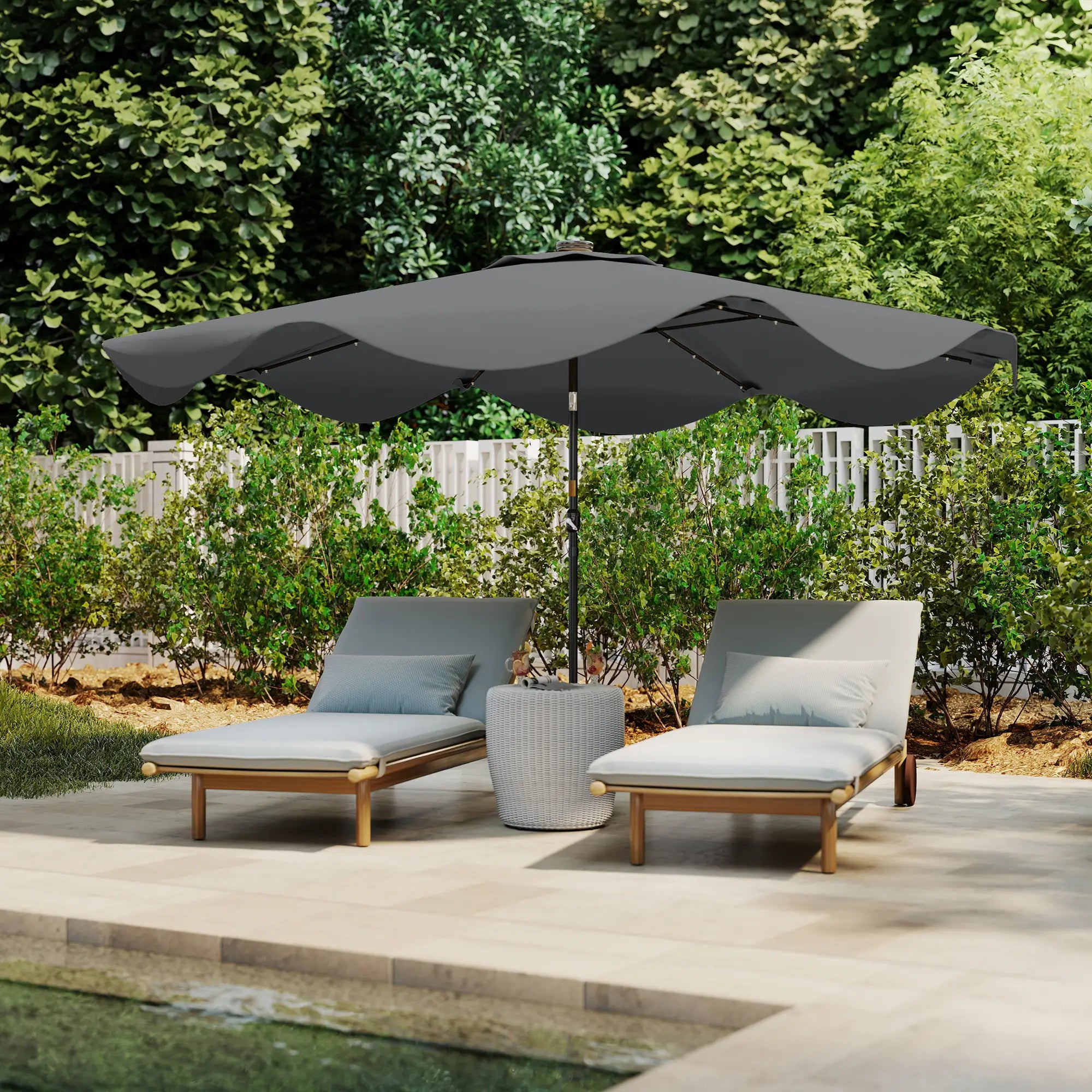 Solar Patio Umbrella with LED, Tilt, Crank, 10 x 10 ft, Dark Grey Sun Umbrellas at Gallery Canada