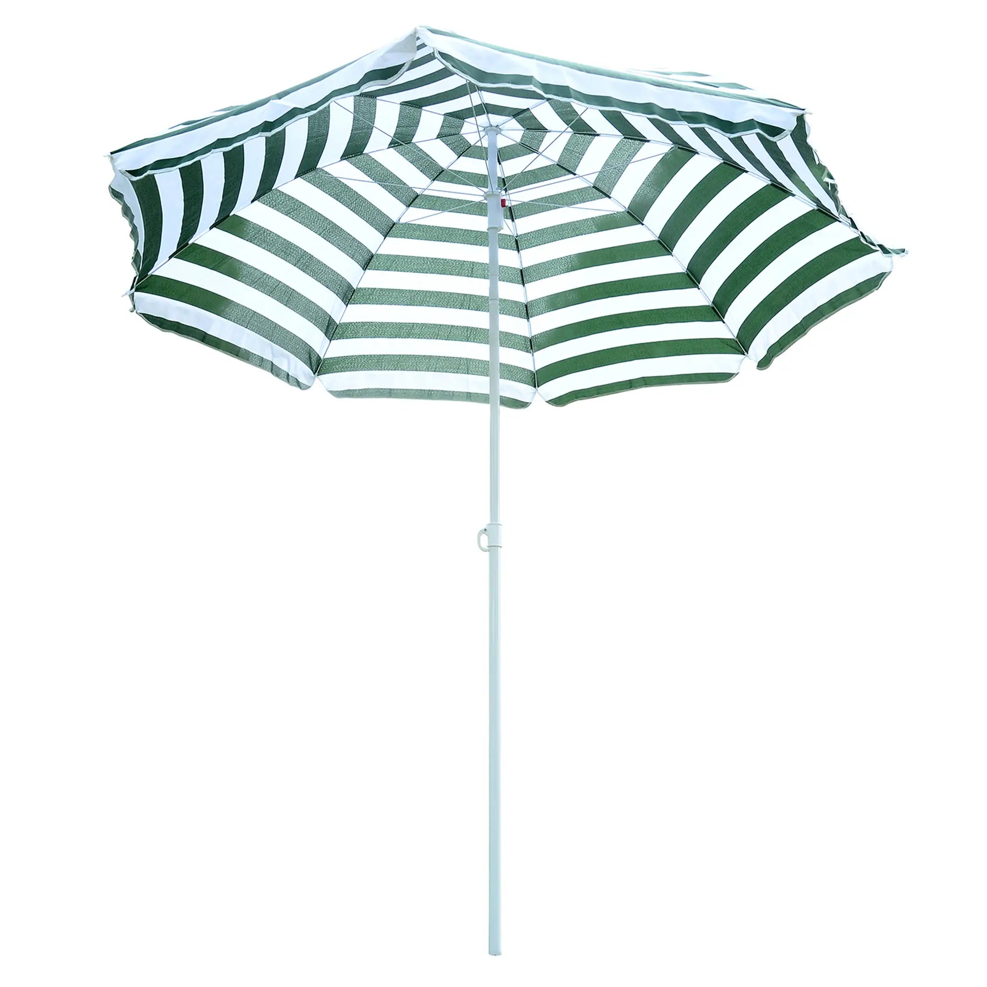 6FT Round Beach Umbrella, Tilt Mechanism, UV Protection, Striped, Green Beach Umbrellas at Gallery Canada