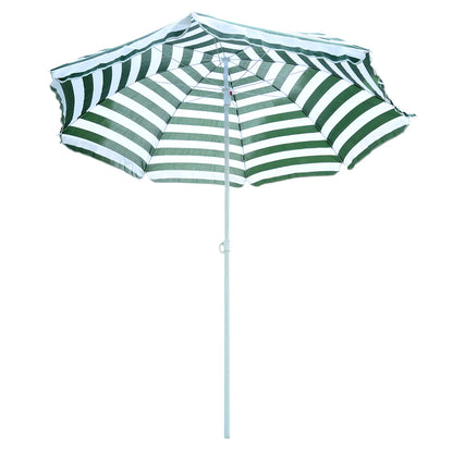 6FT Round Beach Umbrella, Tilt Mechanism, UV Protection, Striped, Green Beach Umbrellas at Gallery Canada