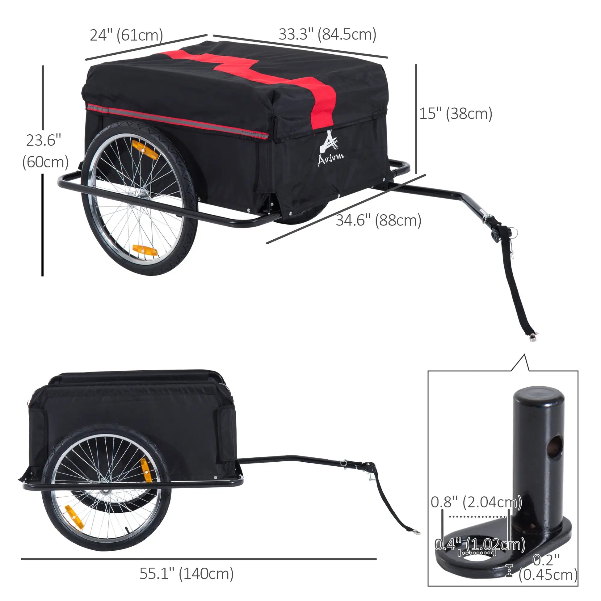 Bicycle Trailer, Utility Cart, Removable Cover, Red Bike Cargo Trailers at Gallery Canada