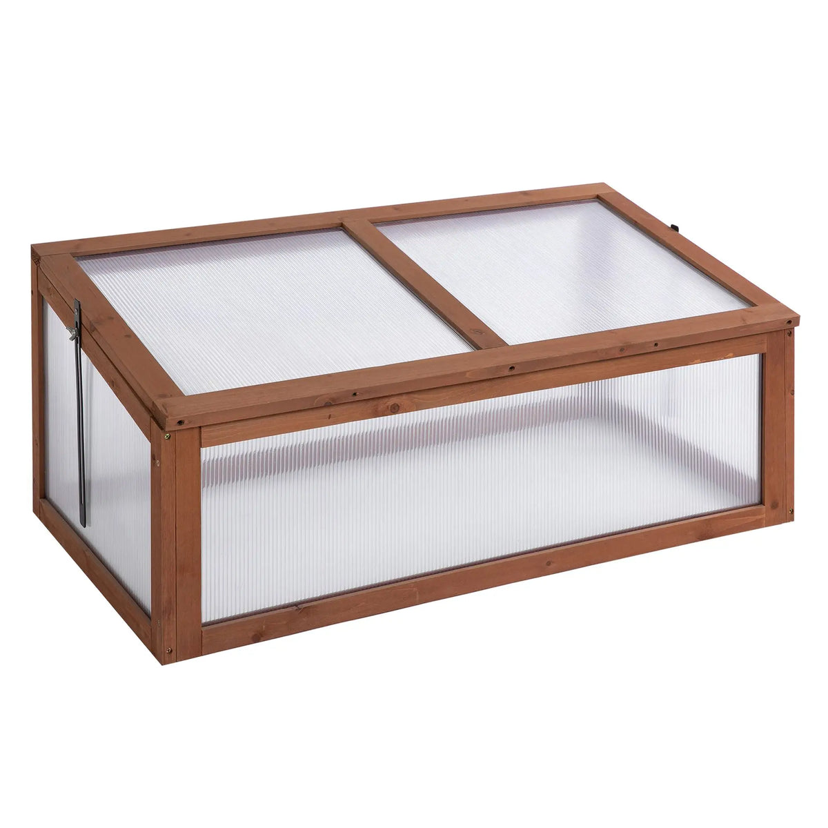 39" x 26" x 16" Wooden Cold Frame, Tilted Top Cover, Polycarbonate Planter Box, Brown Greenhouses Brown at Gallery Canada