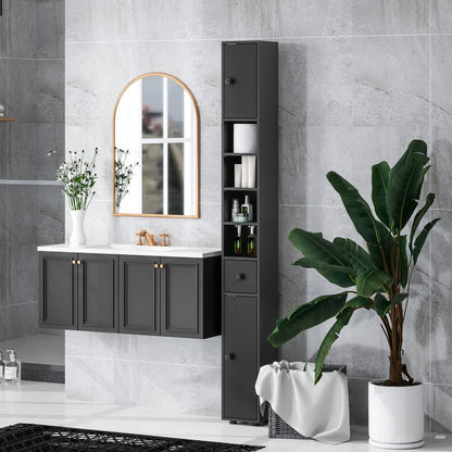 71" Tall Bathroom Cabinet, Narrow Toilet Paper Storage, 2 Door, Adjustable Shelves, Black Bathroom Cabinets at Gallery Canada