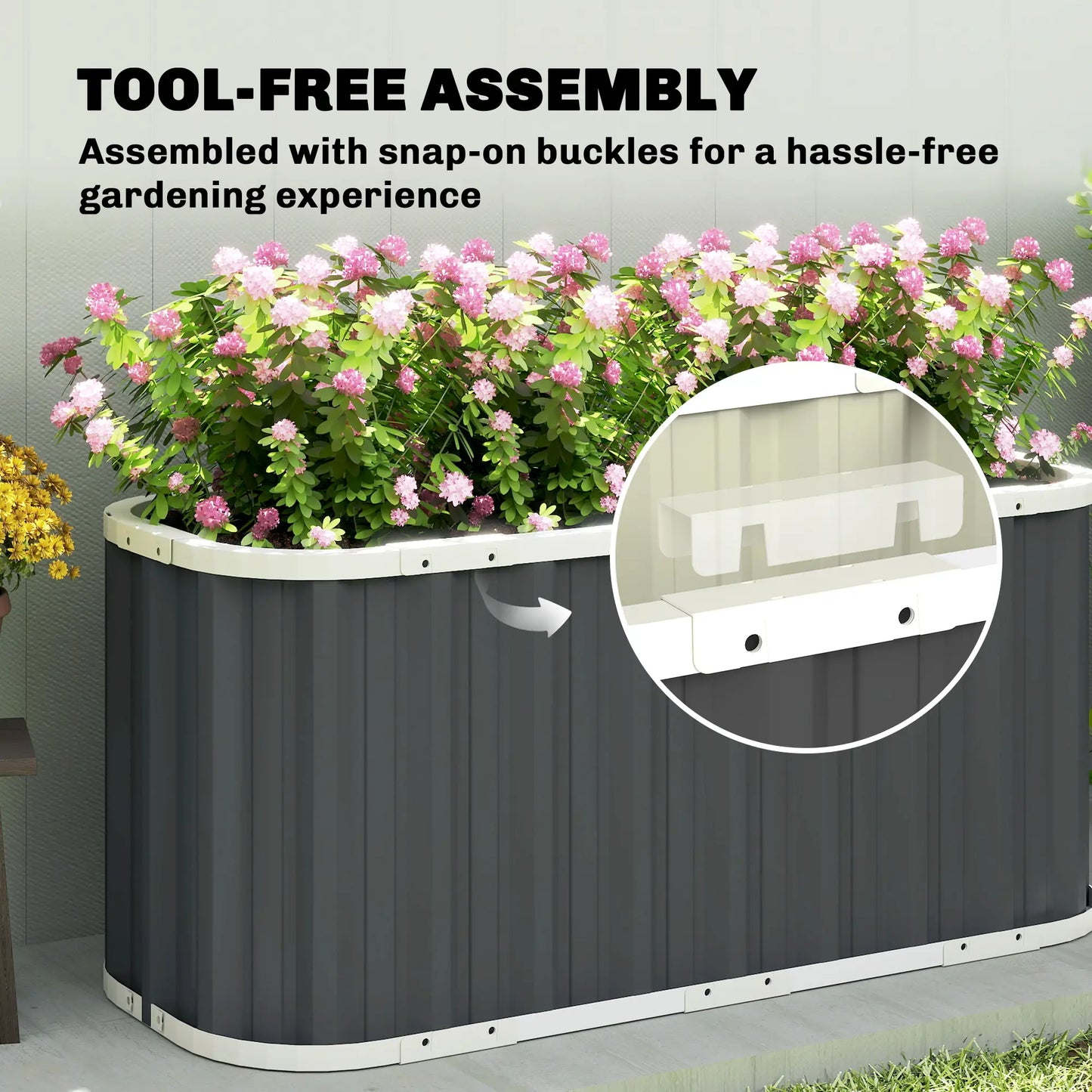Galvanized Raised Garden Bed, Deep Rot Planter Box, 5' x 2' x 2', Dark Grey Galvanized Planter Boxes at Gallery Canada