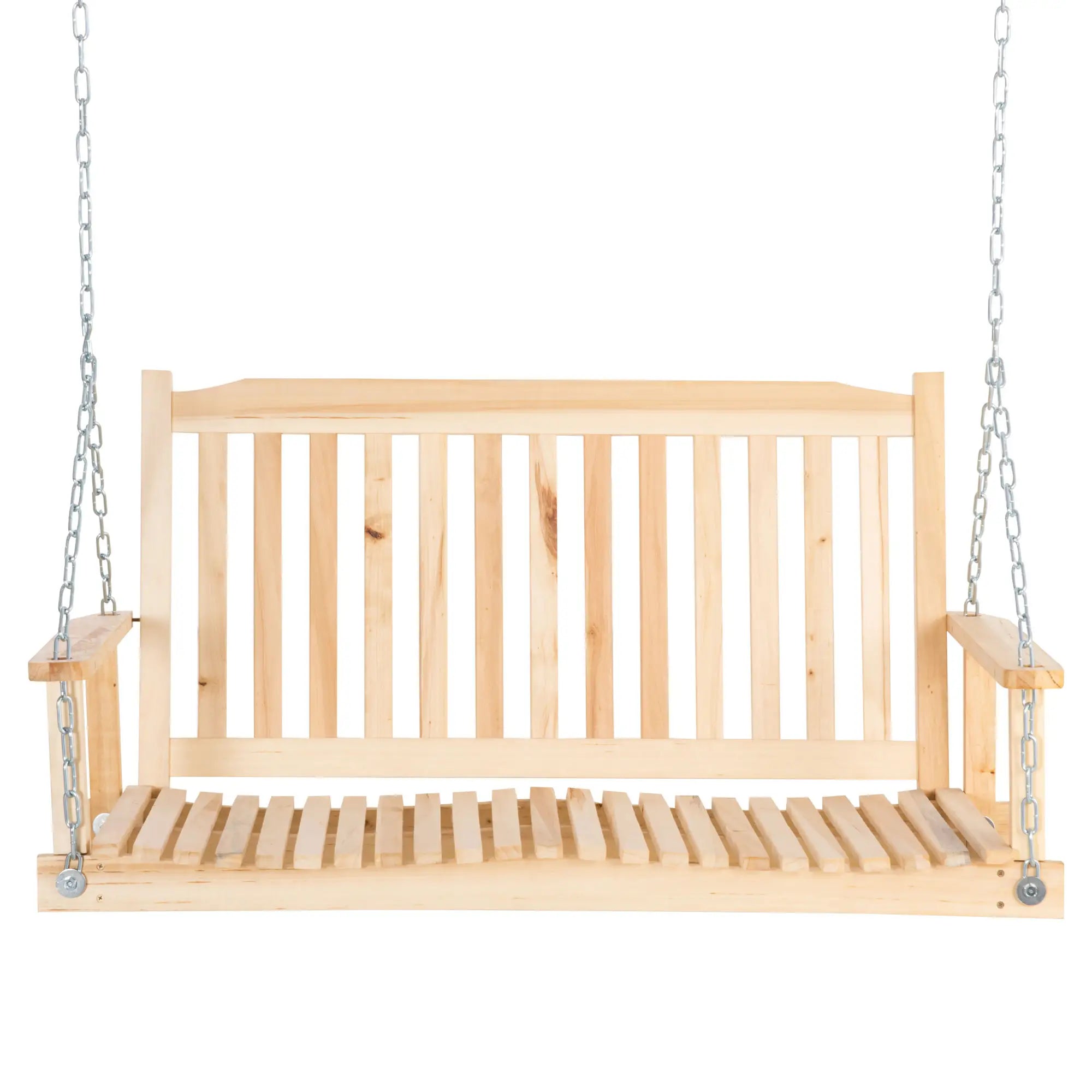 2-Person Porch Swing Bench, Adjustable Hanging Chains, Natural Hanging Porch Swings Natural at Gallery Canada