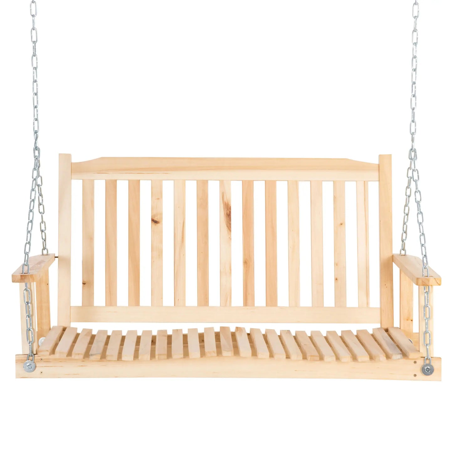 2-Person Porch Swing Bench, Adjustable Hanging Chains, Natural Hanging Porch Swings Natural at Gallery Canada