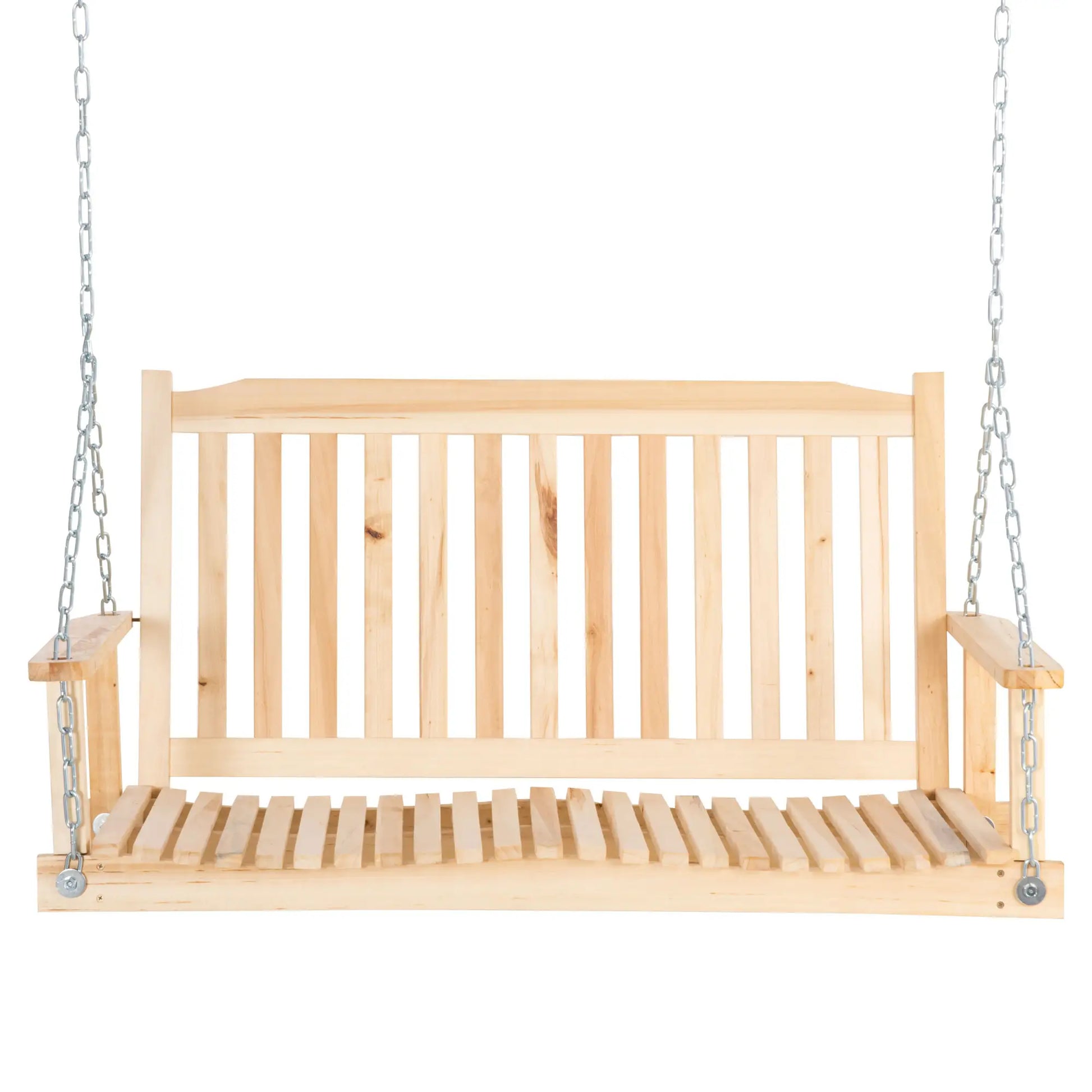 2-Person Porch Swing Bench, Adjustable Hanging Chains, Natural Hanging Porch Swings Natural at Gallery Canada