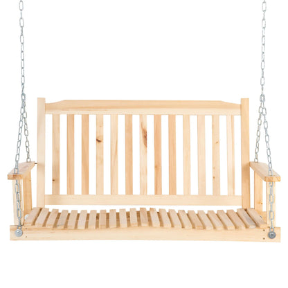 2-Person Porch Swing Bench, Adjustable Hanging Chains, Natural Hanging Porch Swings Natural at Gallery Canada