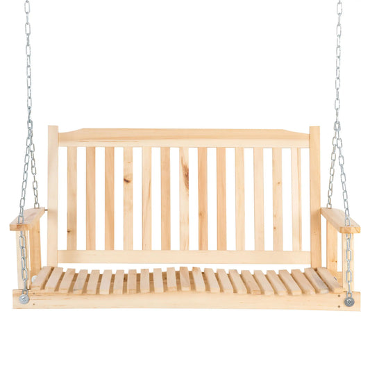 2-Person Porch Swing Bench, Adjustable Hanging Chains, Natural Hanging Porch Swings Natural at Gallery Canada