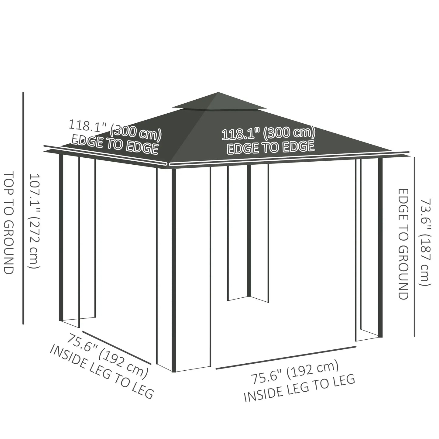 10'x10' Steel Patio Gazebo, Soft-Top, 2-Tier Polyester Roof, Light Grey Gazebos at Gallery Canada