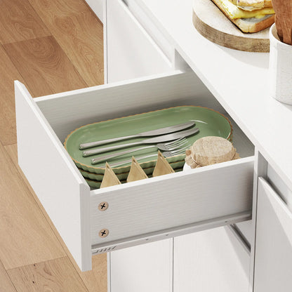 71 Inch Pantry Cabinet with Charging Station, Microwave Stand, Pegboard, White Kitchen Pantry Cabinets at Gallery Canada