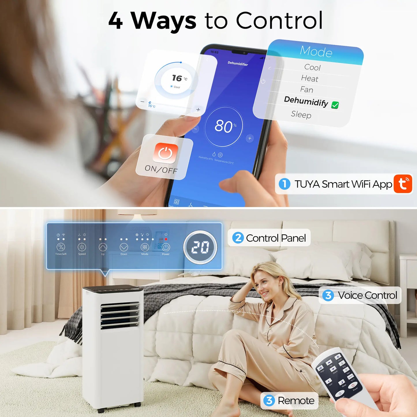 10000 BTU Portable AC, Dehumidifier, Fan, WiFi Voice Remote, 441 Sq. ft Air Conditioner at Gallery Canada
