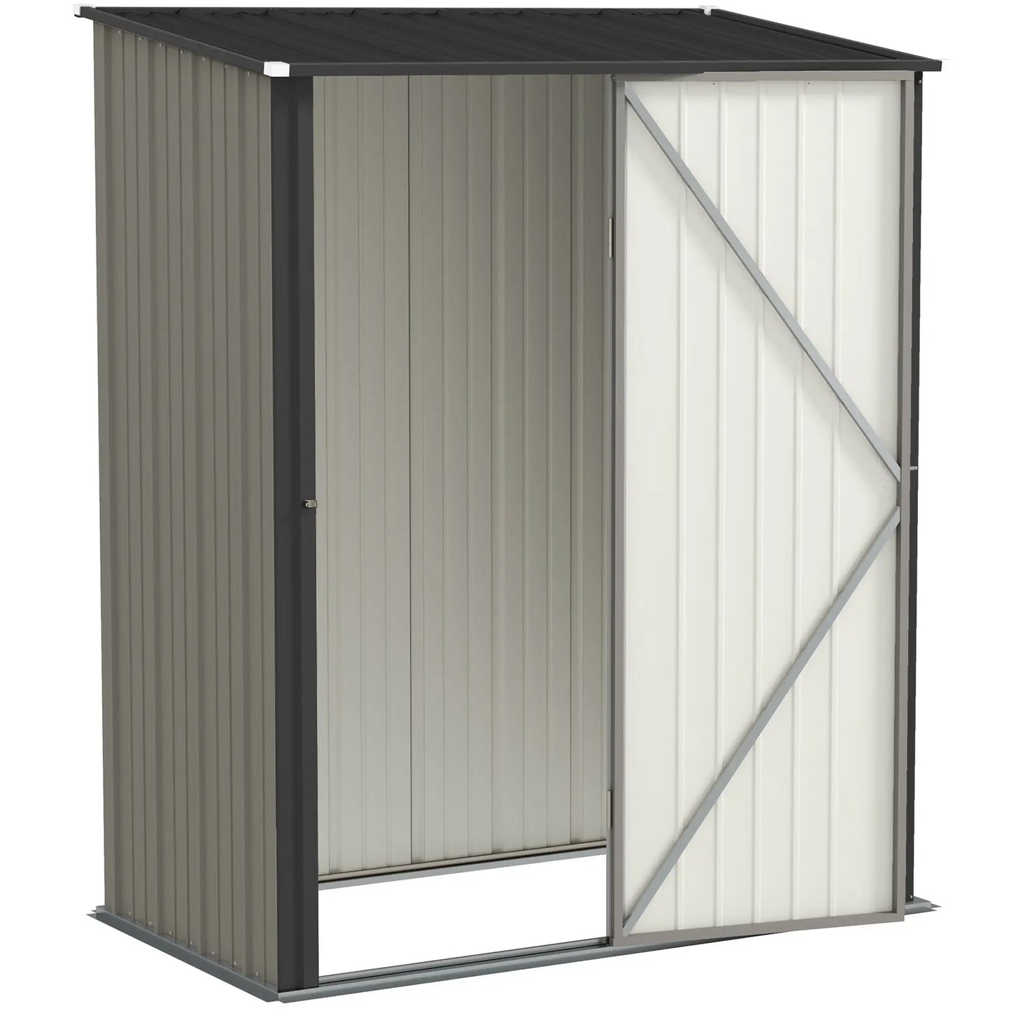 5' x 3' Steel Garden Shed, Outdoor Storage With Lockable Door, Grey Sheds at Gallery Canada