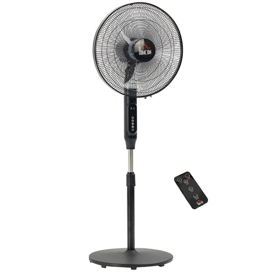 Standing Floor Fan with Remote, Tall Pedestal Electric Fan, Black Stand Fans Black at Gallery Canada