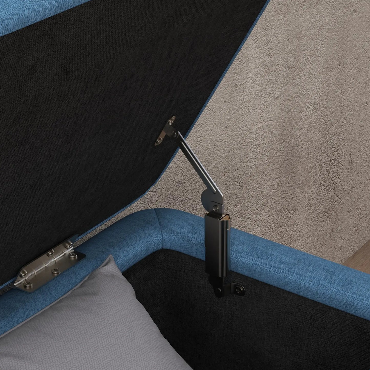 40" Ottoman with Storage, Linen Upholstered Bench, Dark Blue Storage Ottomans & Benches at Gallery Canada