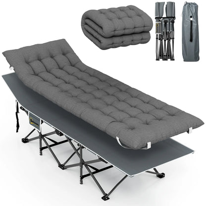 26.8" Wide Folding Bed, Camping Cot with Mattress, Carry Bag, 330 LBS, Dark Grey Camping Cots at Gallery Canada
