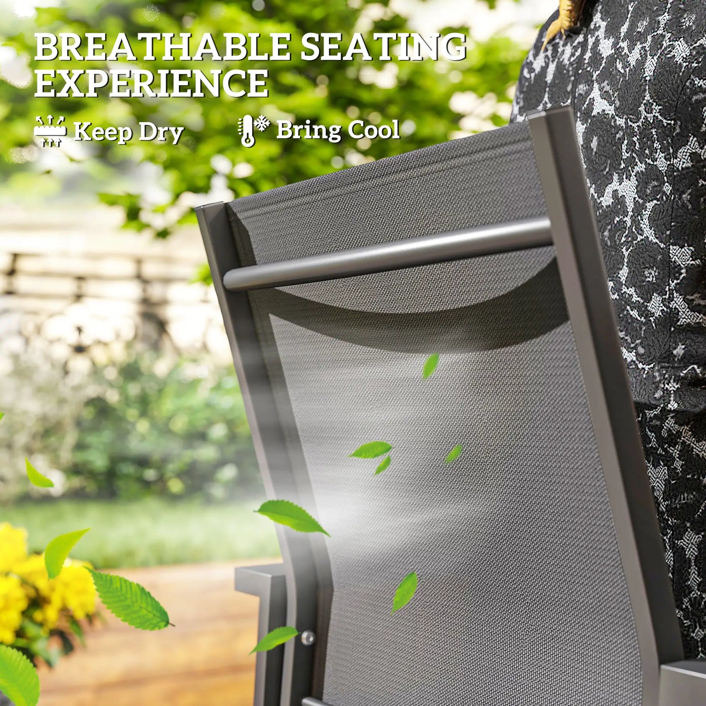 Stackable Outdoor Garden Chairs, Set of 2, Dark Grey Patio Chairs at Gallery Canada