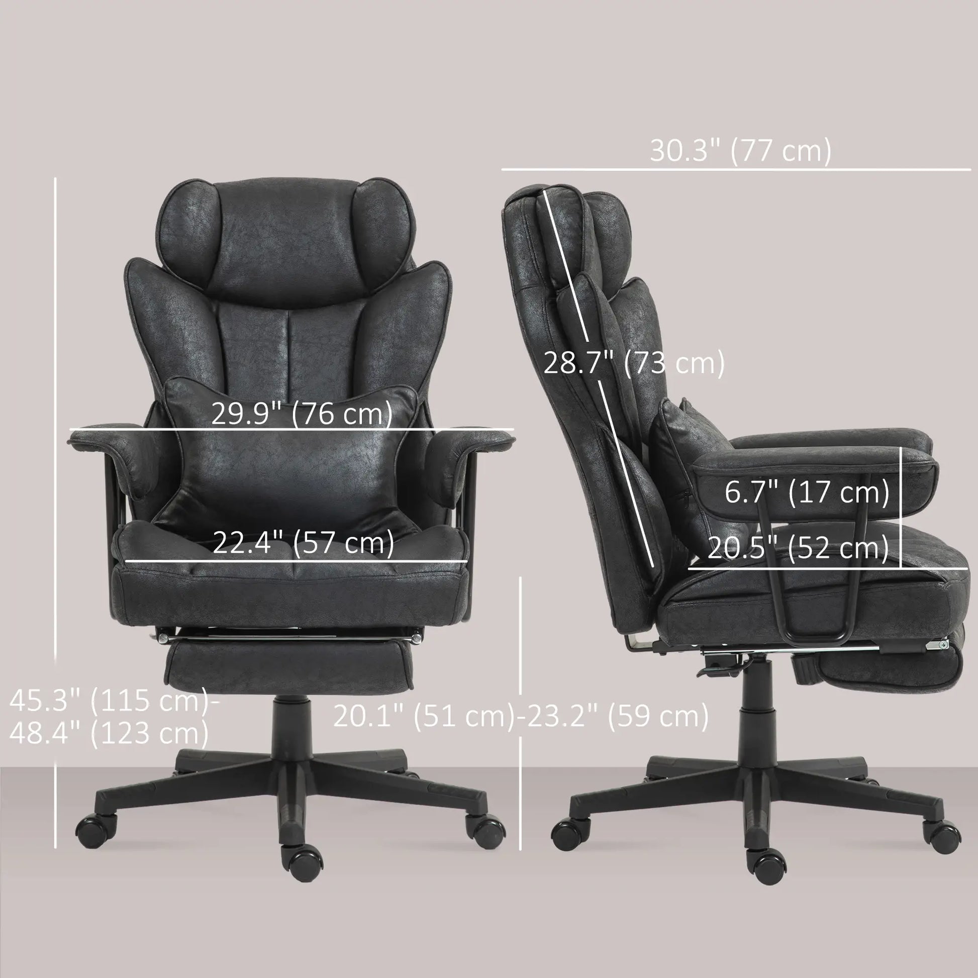 Big and Tall Office Chair with Foot Rest, 400LBS, High Back, Black Executive & Manager Chairs at Gallery Canada
