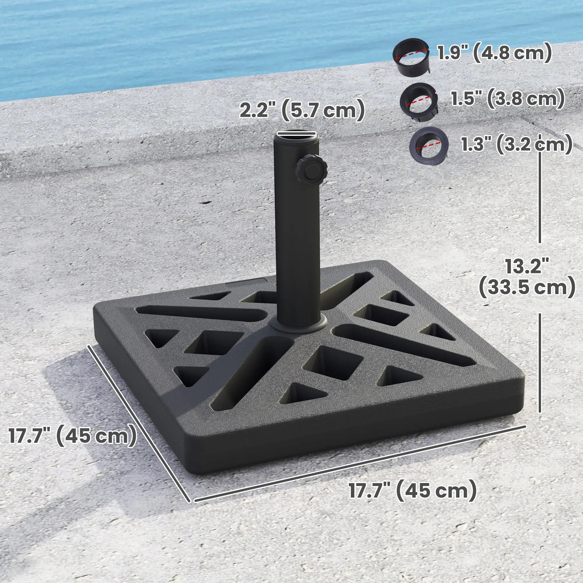 Umbrella Base, 33lbs HDPE Outdoor Stand with Cut-Out Design Umbrella Bases at Gallery Canada