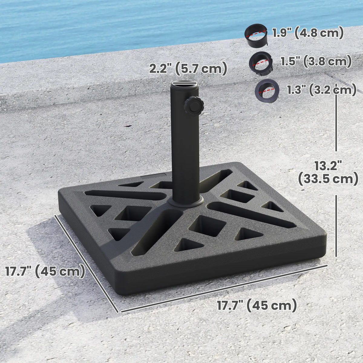 Umbrella Base, 33lbs HDPE Outdoor Stand with Cut-Out Design Umbrella Bases at Gallery Canada