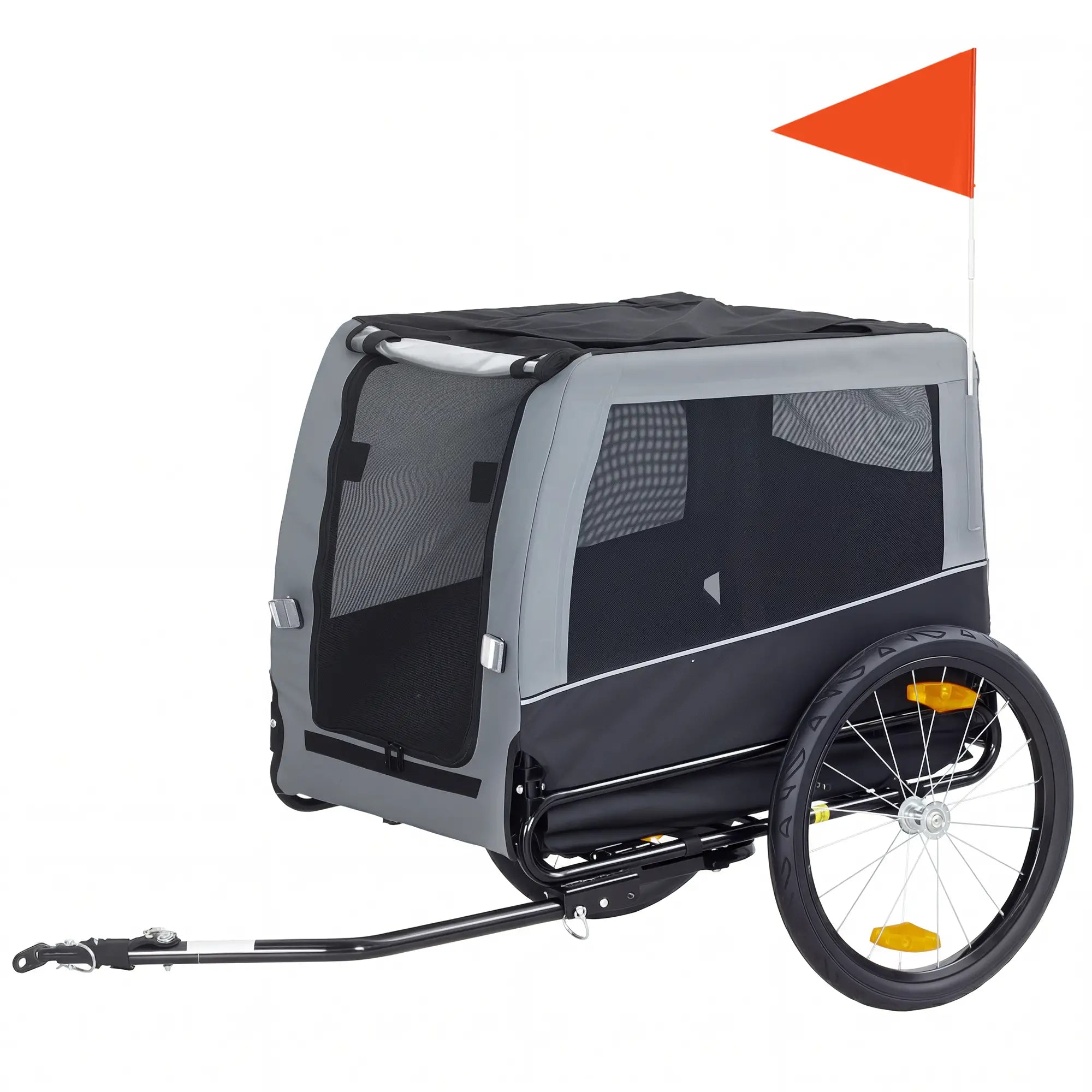 Dog Bike Trailer, Pet Cart Carrier, Large Wheels, 2 Doors Dog Bike Trailers & Strollers Grey, Black at Gallery Canada