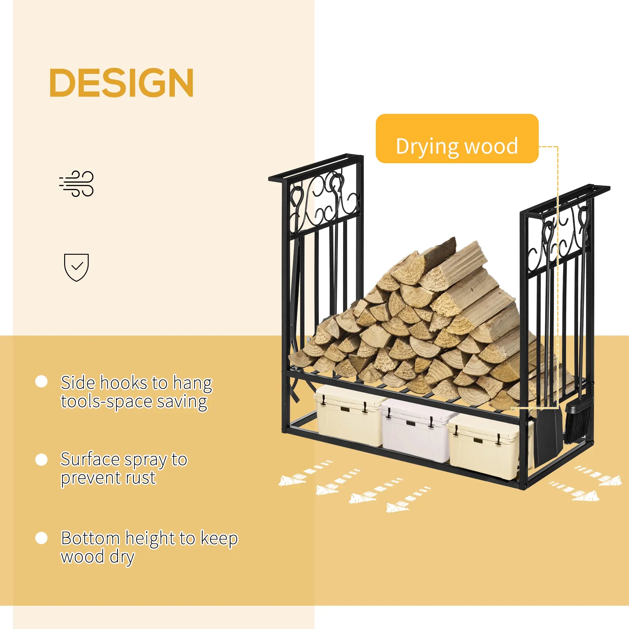 Heavy Duty Firewood Log Rack, Vintage Design, Black Firewood Racks at Gallery Canada