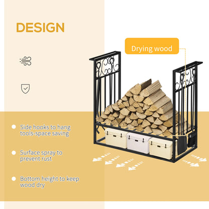 Heavy Duty Firewood Log Rack, Vintage Design, Black Firewood Racks at Gallery Canada