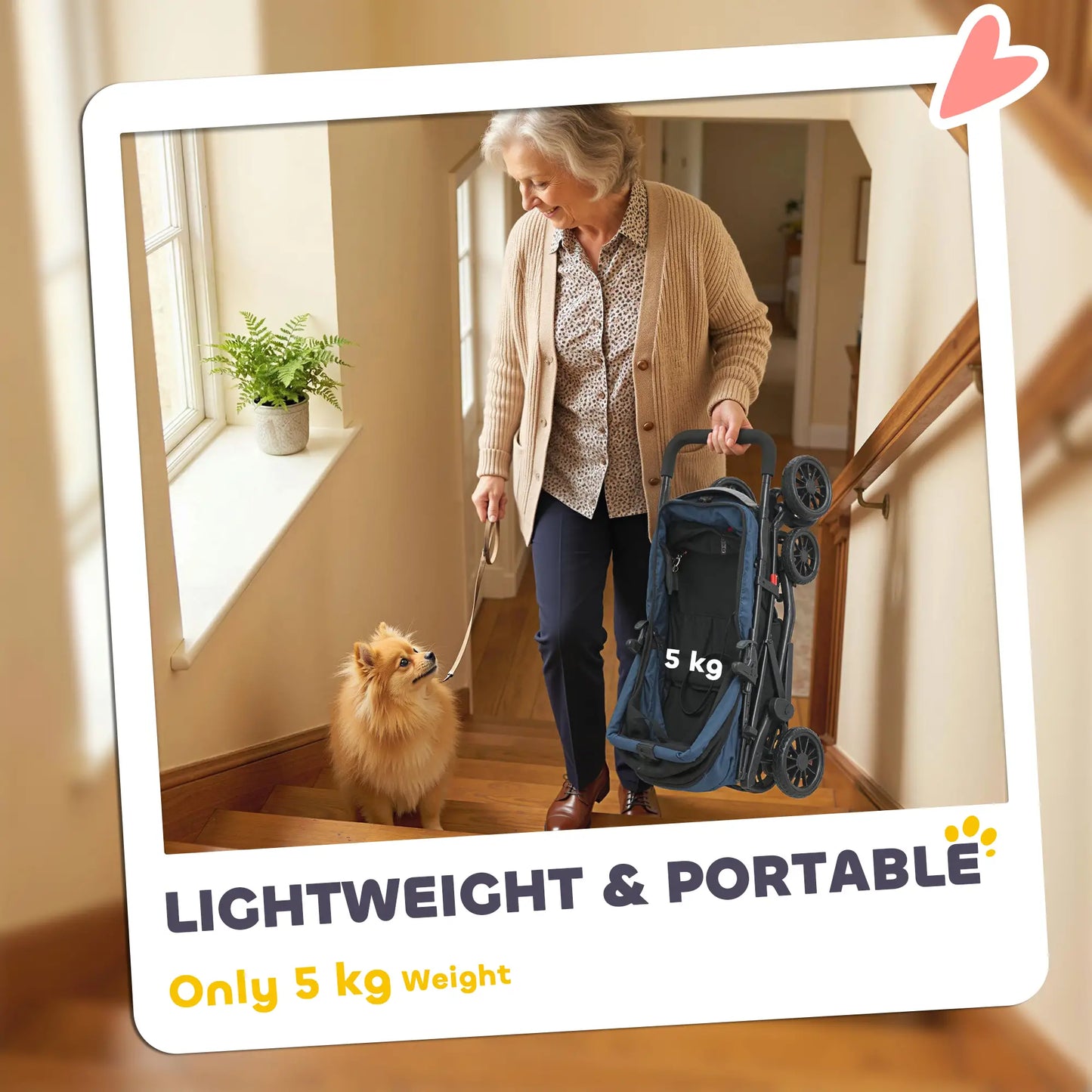 Foldable Pet Stroller for Small Dogs and Cats with 4 Wheels, Mesh Windows, Brake, Removable Pad, Storage Tray, Dark Blue Dog Bike Trailers & Strollers at Gallery Canada