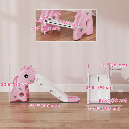 3 in 1 Toddler Slide, Climber, Basketball Hoop, Giraffe Design, Pink Gym Sets & Swings at Gallery Canada