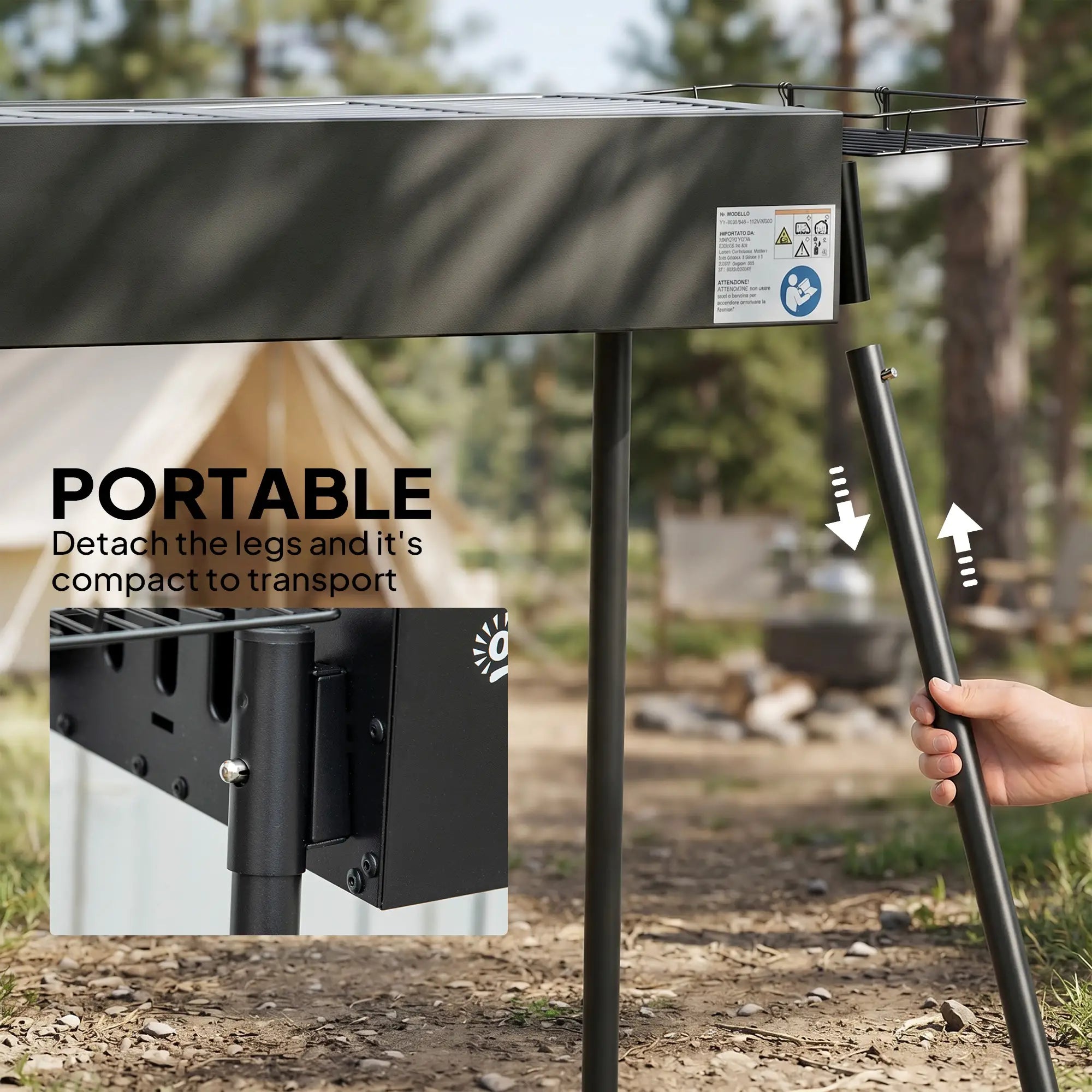 Portable Charcoal Grill With Side Baskets, Hooks, Nets, Black Charcoal BBQ Grils at Gallery Canada