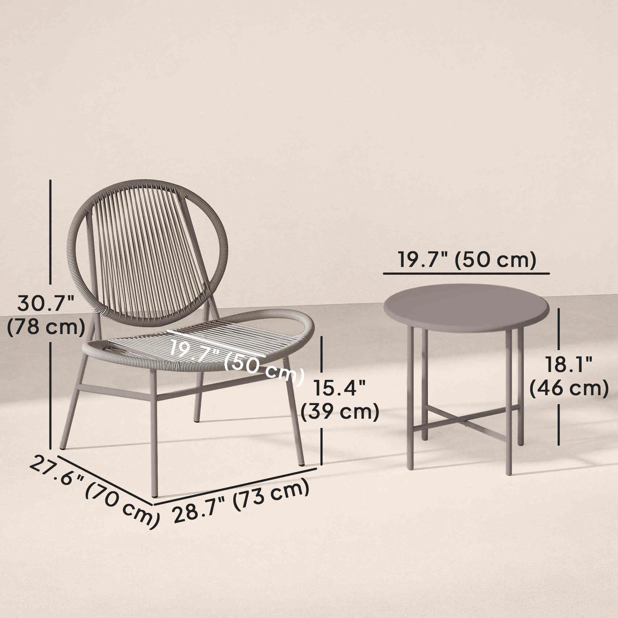 Rattan Bistro Set, 3 Piece Wicker Patio Furniture, Light Grey Bistro Sets at Gallery Canada