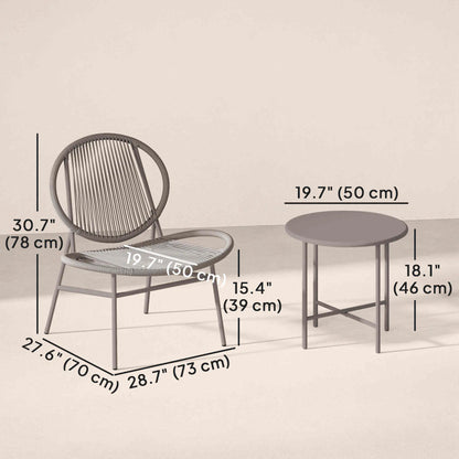 Rattan Bistro Set, 3 Piece Wicker Patio Furniture, Light Grey Bistro Sets at Gallery Canada