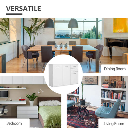 High Gloss Sideboard, 2 Drawers, 3 Doors, Adjustable Shelf, White Bar Cabinets at Gallery Canada