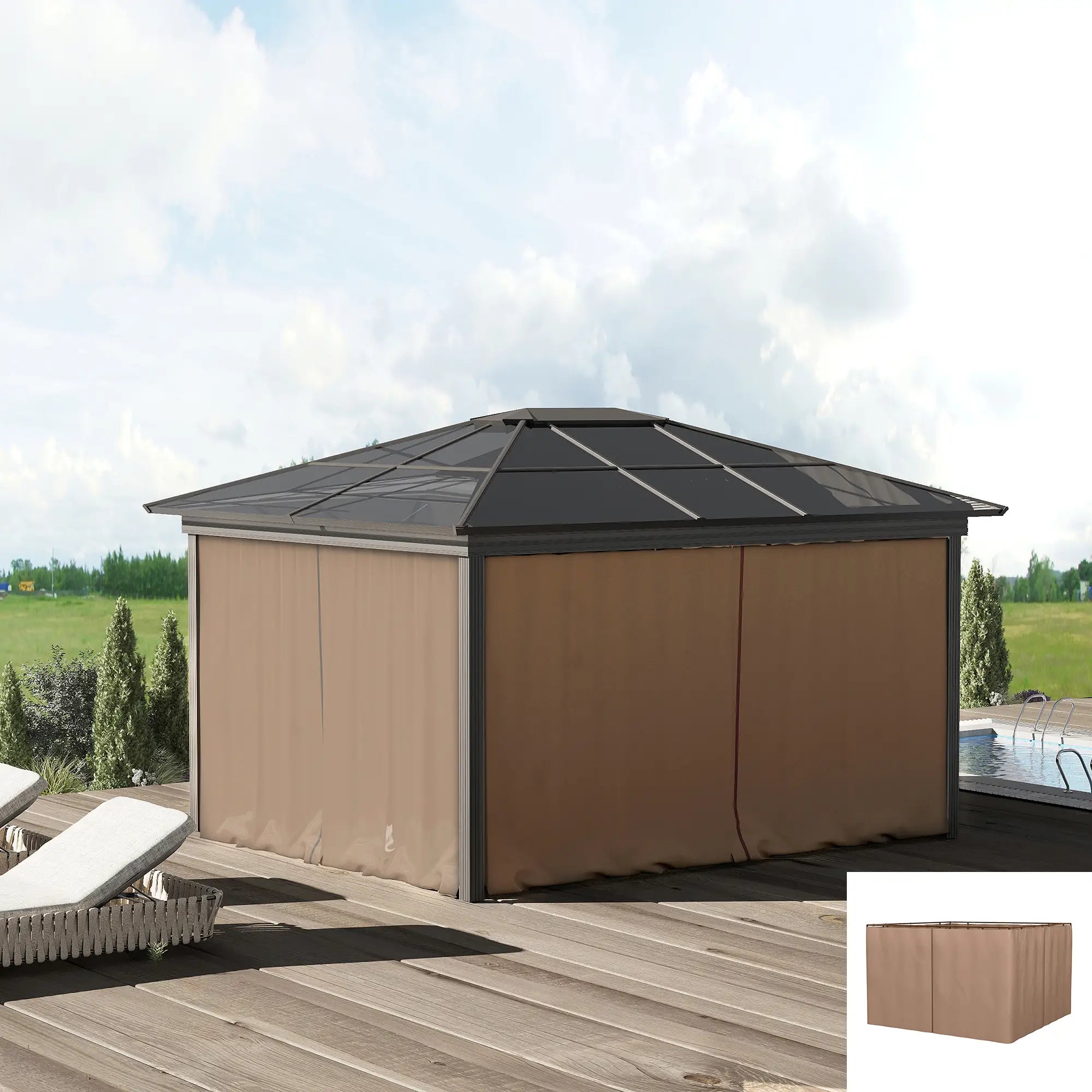 10' x 10' Gazebo Sidewall Set, 4 Panels, Hooks Included, Brown Gazebo Sidewalls at Gallery Canada