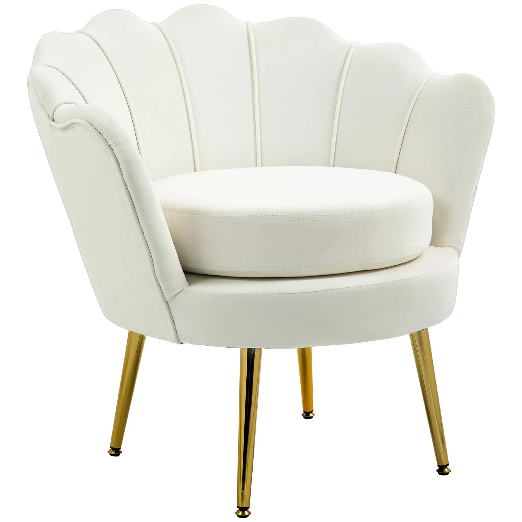 Modern Velvet Accent Chair, Gold Metal Legs, Cream White Accent Chairs Cream White, Gold at Gallery Canada