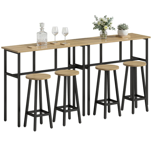 Bar Table Set of 6, Grey-Brown