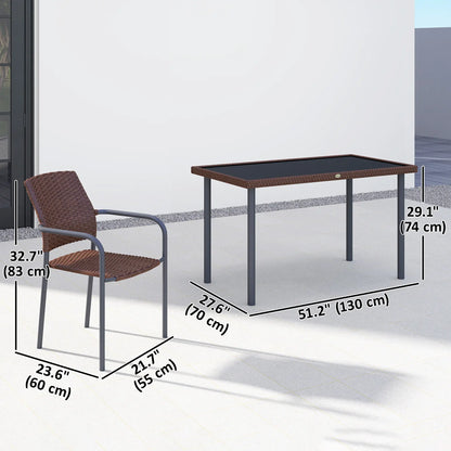 5 Piece Outdoor Dining Set, PE Wicker Rattan Patio Furniture, Stackable Chairs, Glass Table Top Patio Furniture Sets at Gallery Canada