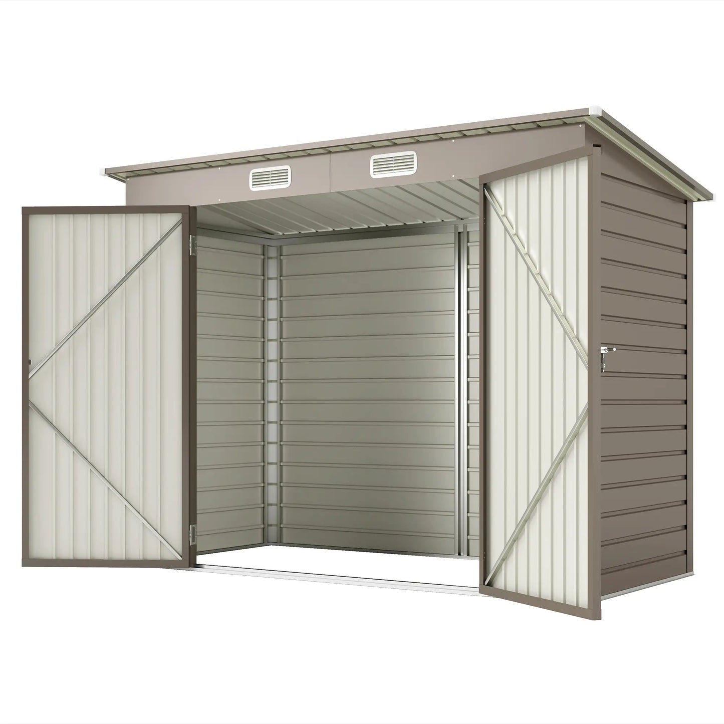 8 x 4FT Galvanized Metal Garden Shed, Double Doors, 2 Vents, Light Grey Sheds Light Grey at Gallery Canada