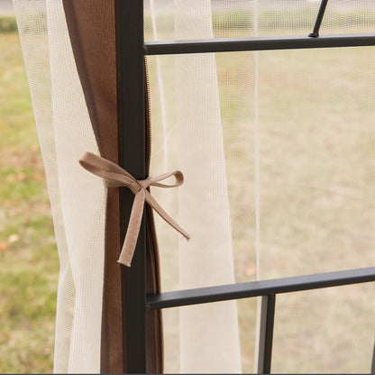 10'x10' Steel Patio Gazebo, Soft-Top, 2-Tier Roof, Brown Gazebos at Gallery Canada