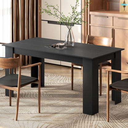 63" Kitchen Table for 4-6 People, Wood Effect, Black Dining Tables at Gallery Canada