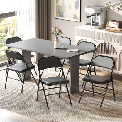 Set of 6 Metal Foldable Chairs, PU Leather Padded, Black Dining Chairs at Gallery Canada