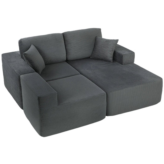Modular Sectional Sofa Bed, L Shaped Couch, Dark Grey 3-Seater Sofas Dark Grey at Gallery Canada