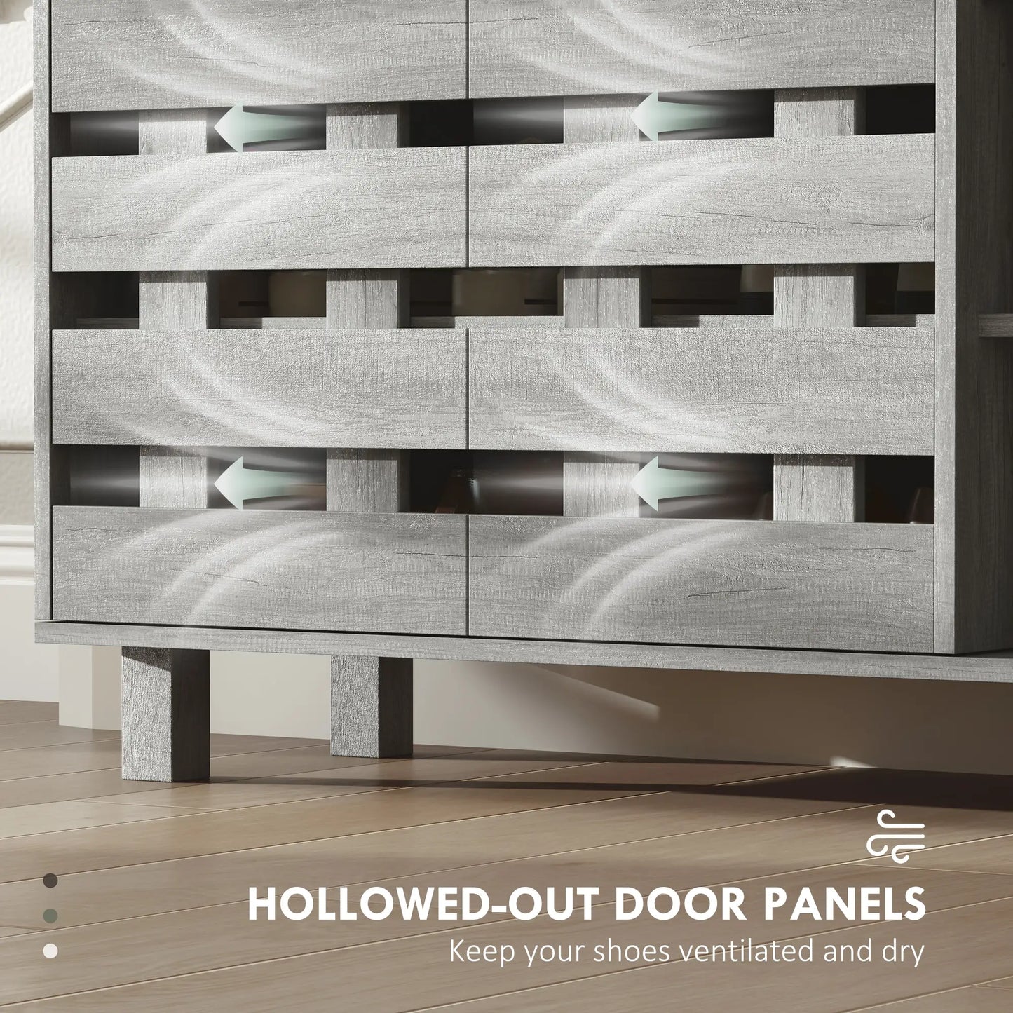 21 Pair Shoe Cabinet, 5-Tier Double Door, Light Grey Shoe Storage Cabinets & Racks at Gallery Canada